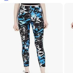 Calvin klein blue / black floral performance wick athletic leggings sz  M